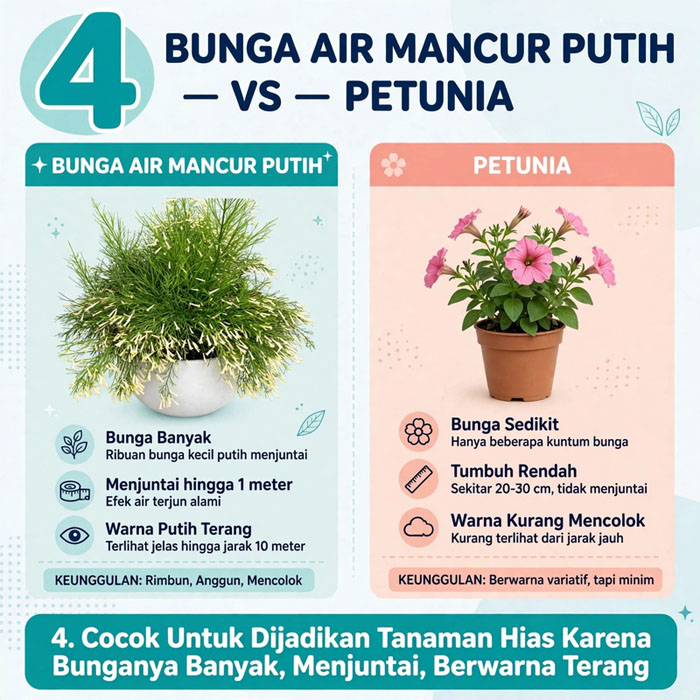 Bunga air mancur dan petunia