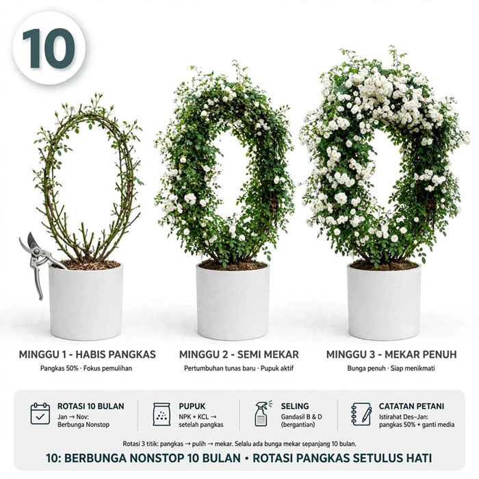 cara merawat bunga mawar rambat putih